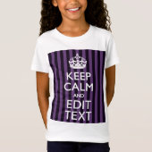 Personaliseer het Keep Calm Jouw tekst Paarse Stri T-shirt (Voorkant)