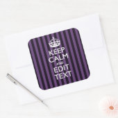 Personaliseer het Keep Calm Jouw tekst Paarse Stri Vierkante Sticker (Envelop)