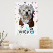 Personaliseer het! Kleurrijke Dot Pet Foto & Naam Poster (Keuken)