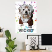 Personaliseer het! Kleurrijke Dot Pet Foto & Naam Poster (Thuiskantoor)