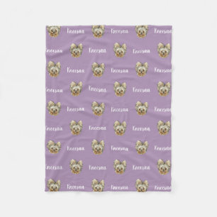 Personaliseer het! LAVENDER Huisdier Foto En Naam Fleece Deken