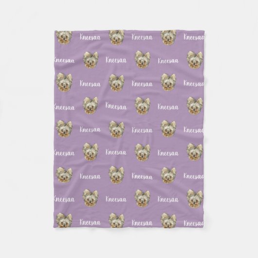 Personaliseer het! LAVENDER Huisdier foto en naam Fleece Deken (Voorkant)