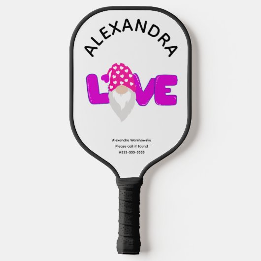 Personaliseer het liefdesbrood met het Paarse hart Pickleball Paddle (Achterkant)