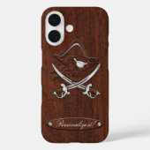 Personaliseer het! Nautical Mahogany Pirate Skull Case-Mate iPhone Case (Achterkant)