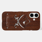 Personaliseer het! Nautical Mahogany Pirate Skull Case-Mate iPhone Case (Achterkant (horizontaal))