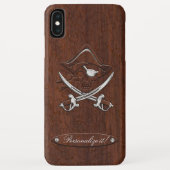 Personaliseer het! Nautical Mahogany Pirate Skull Case-Mate iPhone Case (Achterkant)