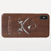 Personaliseer het! Nautical Mahogany Pirate Skull Case-Mate iPhone Case (Achterkant (horizontaal))