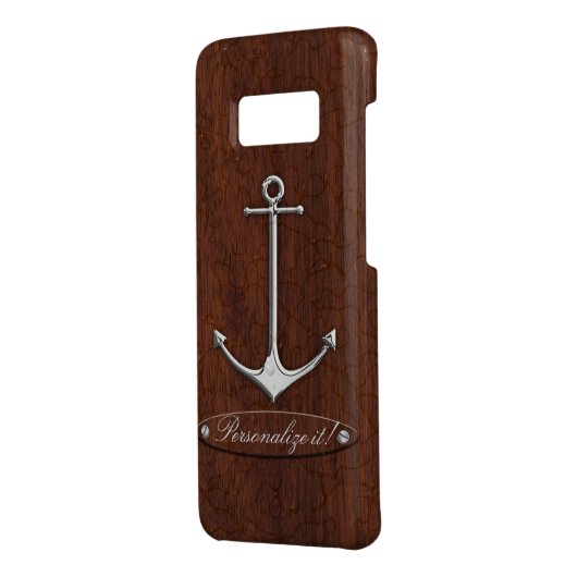 Personaliseer het! Nautisch mahogany Anchor Steel Case-Mate Samsung Galaxy Hoesje (Achterkant/links)