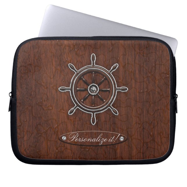 Personaliseer het! Nautisch schuurwiel Laptop Sleeve (Voorkant)
