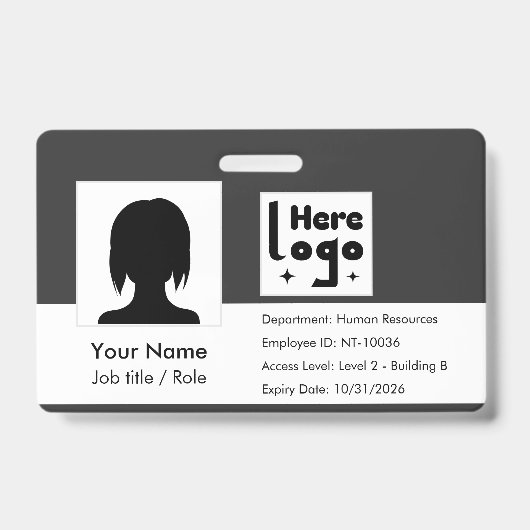 Personaliseer het personeels-ID met foto en QR-cod Badge (Voorzijde)