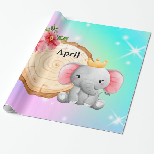 Personaliseer het poster van de Naam Elephant! Cadeaupapier (Uitgerold)