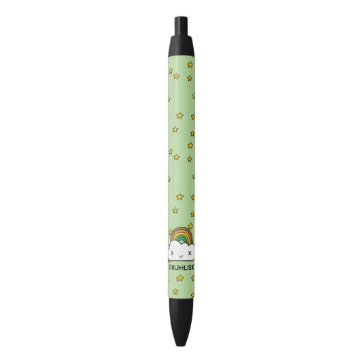 Personaliseer het! retro-sterrenwolken zwarte inkt pen (Voorkant Verticaal)