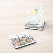 Personaliseer het Romantic Peach Roos Lavender Bou Bier Onderzetter (Rechterzijde)