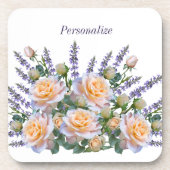 Personaliseer het Romantic Peach Roos Lavender Bou Bier Onderzetter (Voorkant)