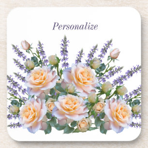 Personaliseer het Romantic Peach Roos Lavender Bou Bier Onderzetter