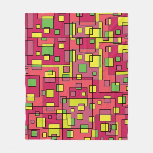 Personaliseer het Roos Roze Lime Green Mod Abstrac Fleece Deken (Voorkant)