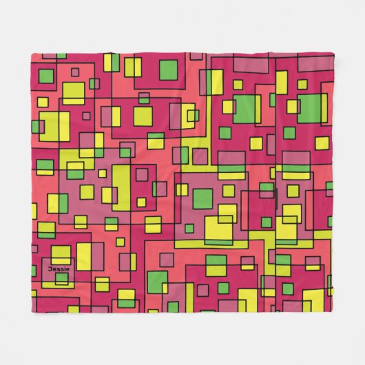 Personaliseer het Roos Roze Lime Green Mod Abstrac Fleece Deken (Voorkant (Horizontaal))