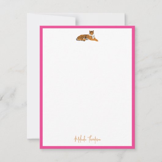 Personaliseer het Roze Oranje Manuscript van de Ti Notitiekaartje (Voorkant)