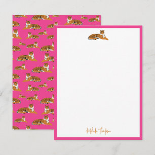 Personaliseer het Roze Oranje Manuscript van de Ti Notitiekaartje