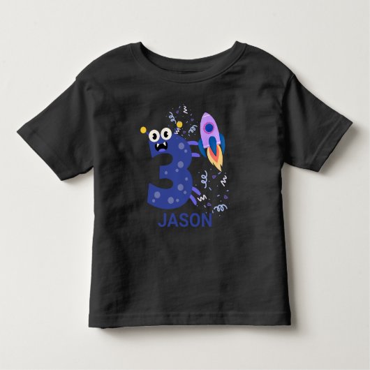 PERSONALISEER HET! Schattig Monster #3 Verjaardag Kinder Shirts (Voorkant)