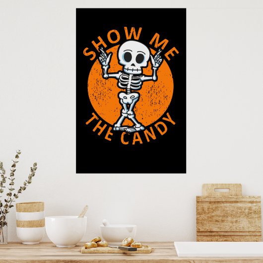 Personaliseer het Show van Halloween mij Het skele Poster (Keuken)
