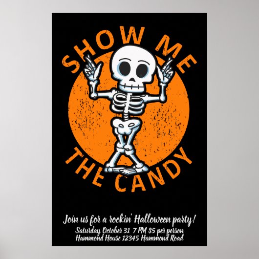 Personaliseer het Show van Halloween mij Het skele Poster (Voorkant)