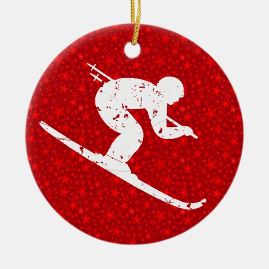 Personaliseer het, Skier Keramisch Ornament (Voorkant)