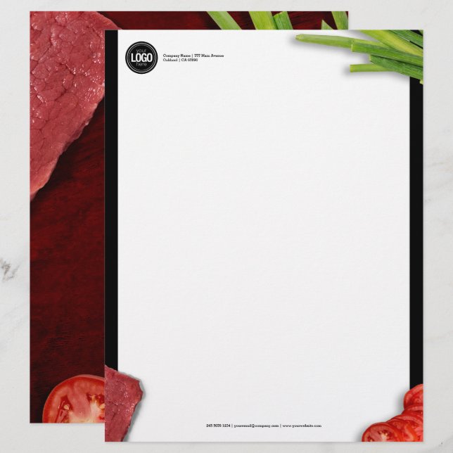 Personaliseer het thema van het steak-restaurant briefhoofd (Voorkant / Achterkant)
