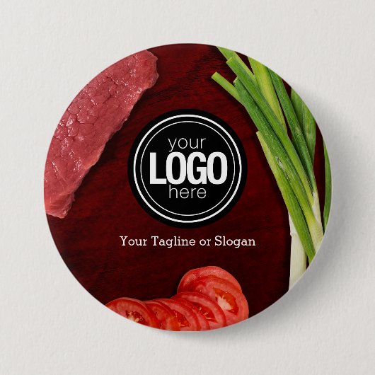 Personaliseer het thema van het steak-restaurant ronde button 7,6 cm (Voorkant)