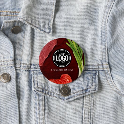 Personaliseer het thema van het steak-restaurant ronde button 7,6 cm (In situ)