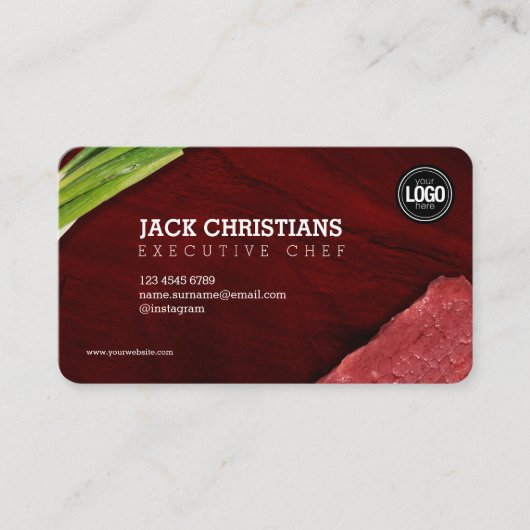 Personaliseer het thema van het steak-restaurant visitekaartje (Voorkant)