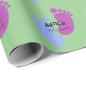 Personaliseer het Unisex Baby Feet Flat Icon Cadeaupapier (Rol Hoek)