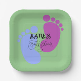 Personaliseer het Unisex Baby Feet Flat Icon Papieren Bordje