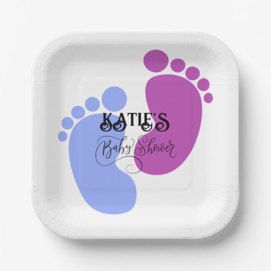 Personaliseer het Unisex Baby Feet Flat Icon Papieren Bordje (Voorkant)