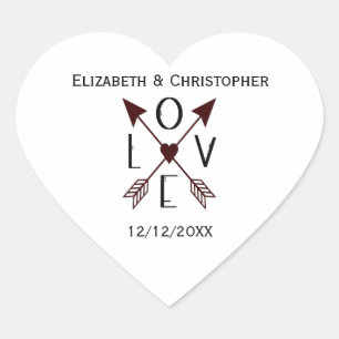 Personaliseer het Verloving Liefde Arrows Wedding Hart Sticker