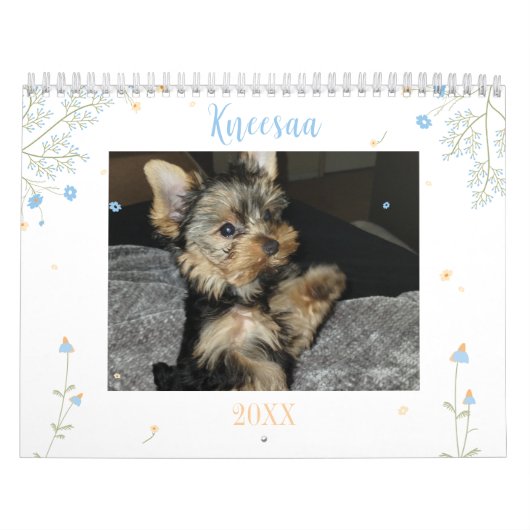 Personaliseer het! Witte Bloemen Pet Foto Kalender (Hoes)