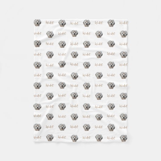 Personaliseer het! WITTE HUISDIER FOTO EN NAAM Fleece Deken (Voorkant)