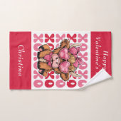 Personaliseer Highland Koe Happy Valentine's Day Handdoek (Handdoek)