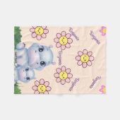 Personaliseer Hippo Baby Deken Design met Bloem (Voorkant (Horizontaal))