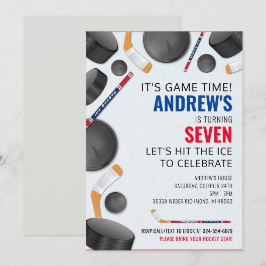 Personaliseer Hockey Sport Verjaardagsfeest Kaart (Voorkant / Achterkant)