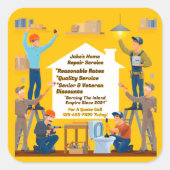 Personaliseer Home Repair Handyman Service Busines Vierkante Sticker (Voorkant)
