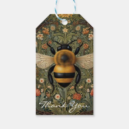Personaliseer hommel botanische bloemen cadeaulabel (Voorkant)