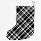 Personaliseer hond huisdier zwart wit plaid kleine kerstsok (Achterkant)