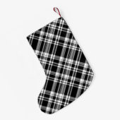 Personaliseer hond huisdier zwart wit plaid kleine kerstsok (Achterkant (Hangend))