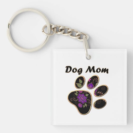 Personaliseer Hond Mam Met Poot Sleutelhanger (Voorkant)