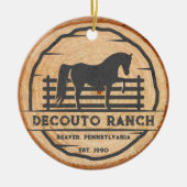 Personaliseer Horse Ranch  Rustieke Kerstmis Keramisch Ornament (Voorkant)
