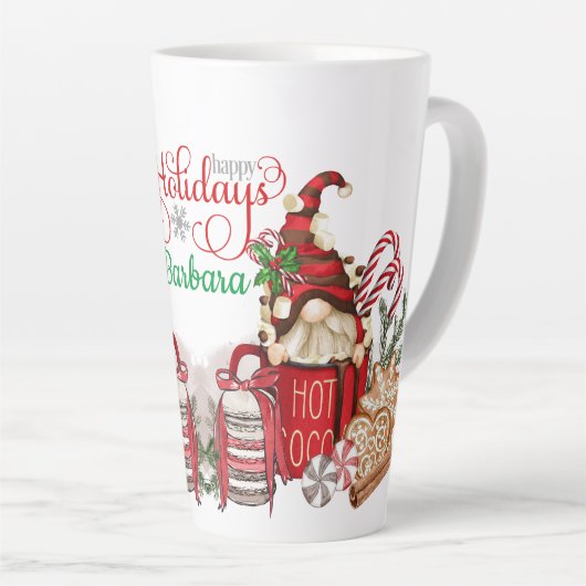 Personaliseer Hot Coco Holiday Gnomes Latte Mok (Rechterhoek)