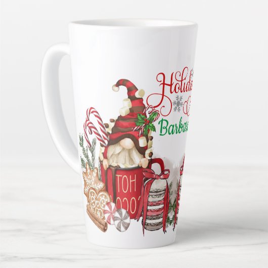Personaliseer Hot Coco Holiday Gnomes Latte Mok (Linkerhoek)