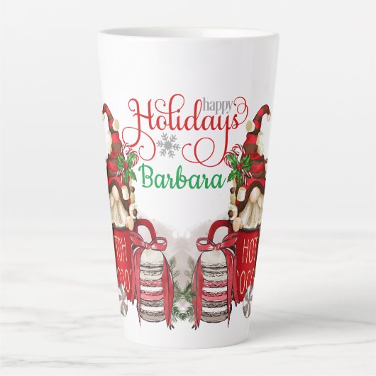 Personaliseer Hot Coco Holiday Gnomes Latte Mok (Voorkant)