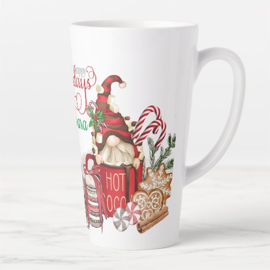 Personaliseer Hot Coco Holiday Gnomes Latte Mok (Rechts)